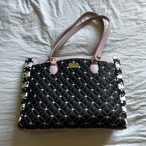 Betsy Johnson Quilted Tote Bag Black/Pink